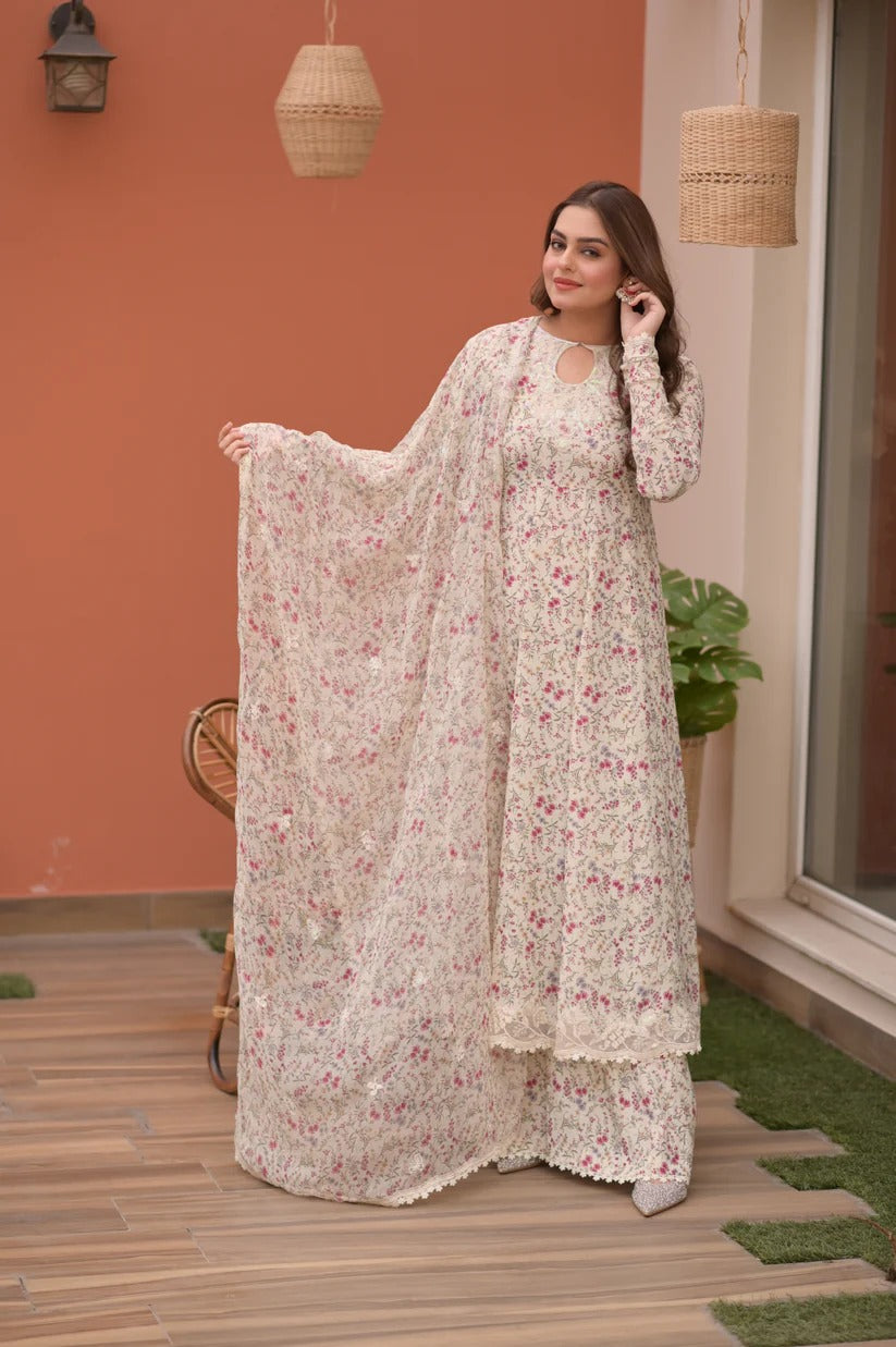 Aneela's 3 Piece Unstitched Heavy Embroidered Lawn Replica Suit | E-11R