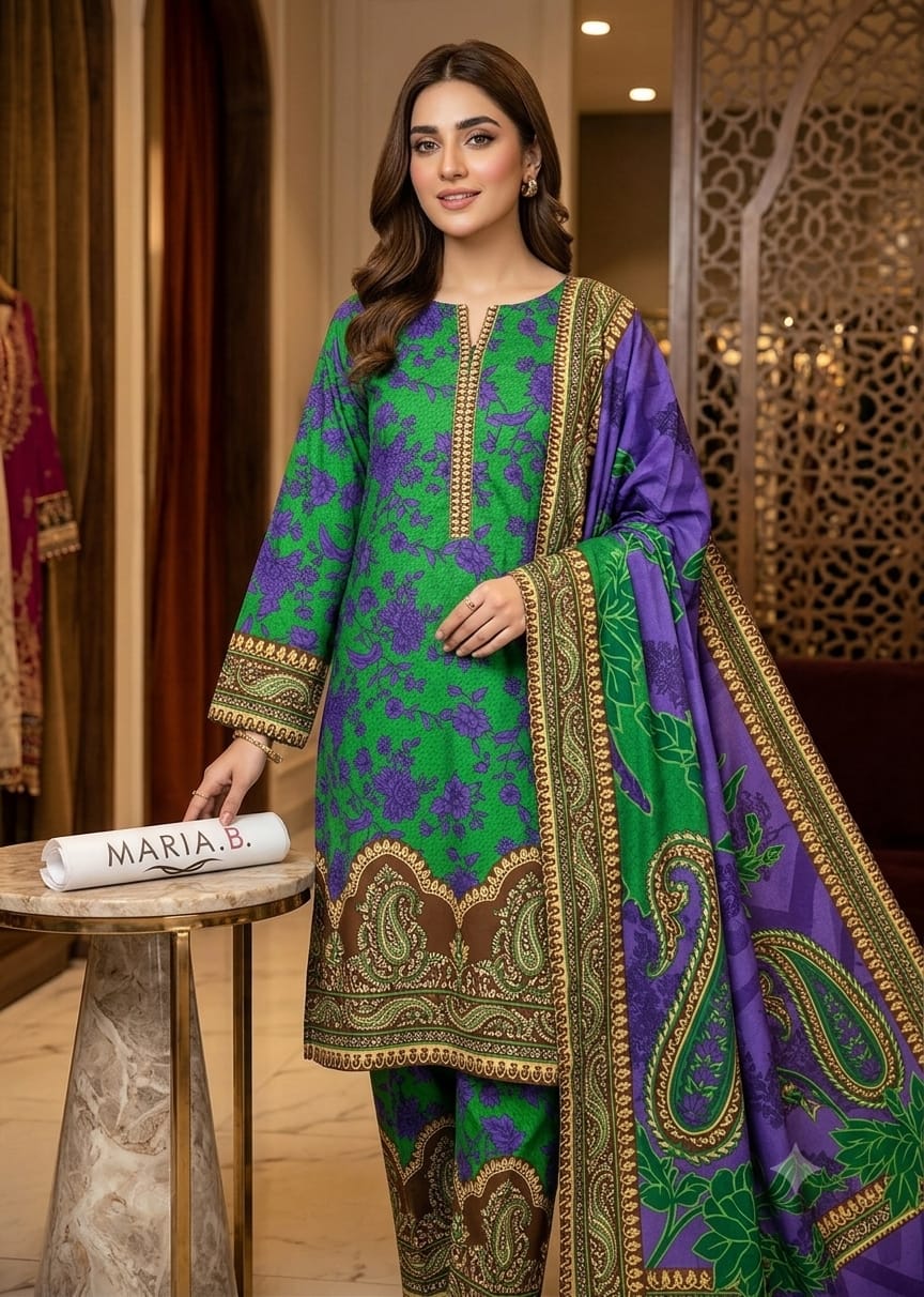 Maria B Printed Winter Lelan 3 Pcs 001629