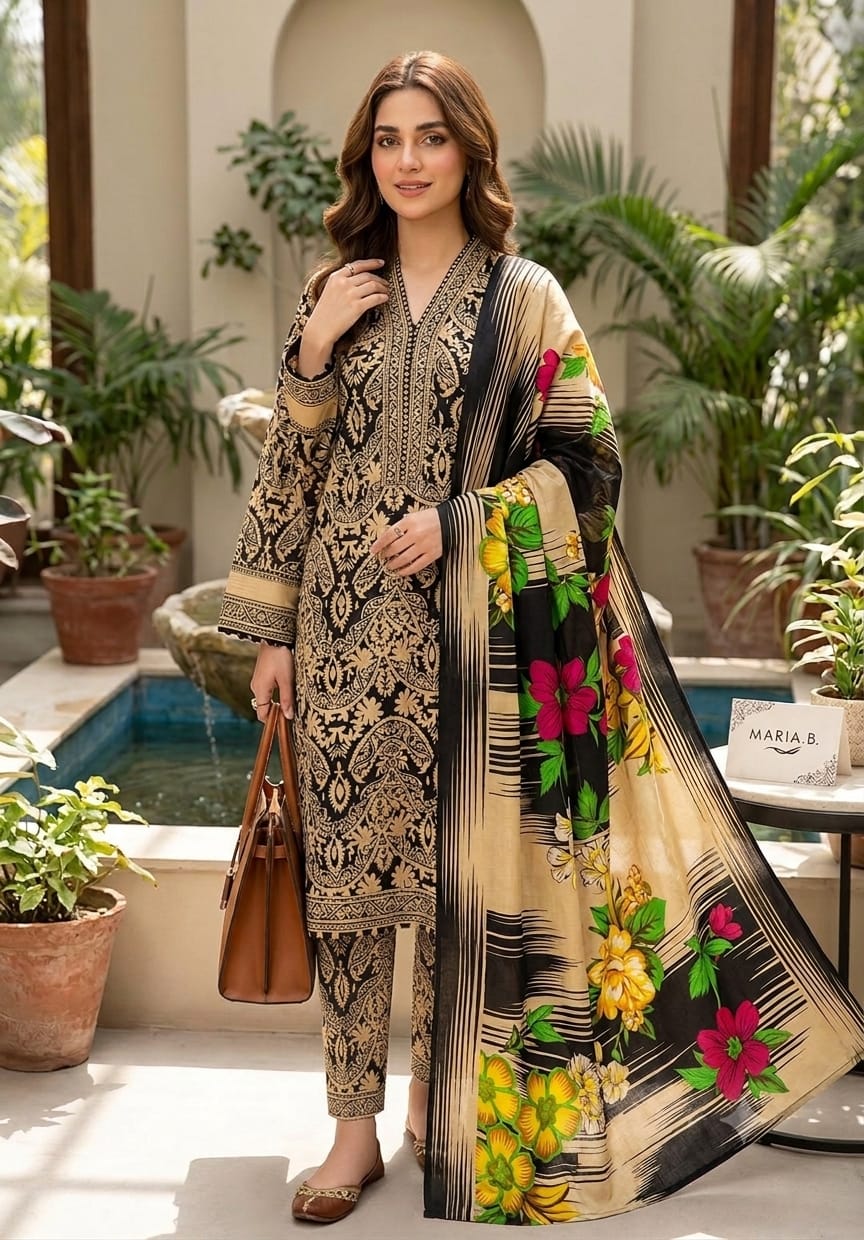 Maria B Printed Winter Lelan 3 Pcs 001630