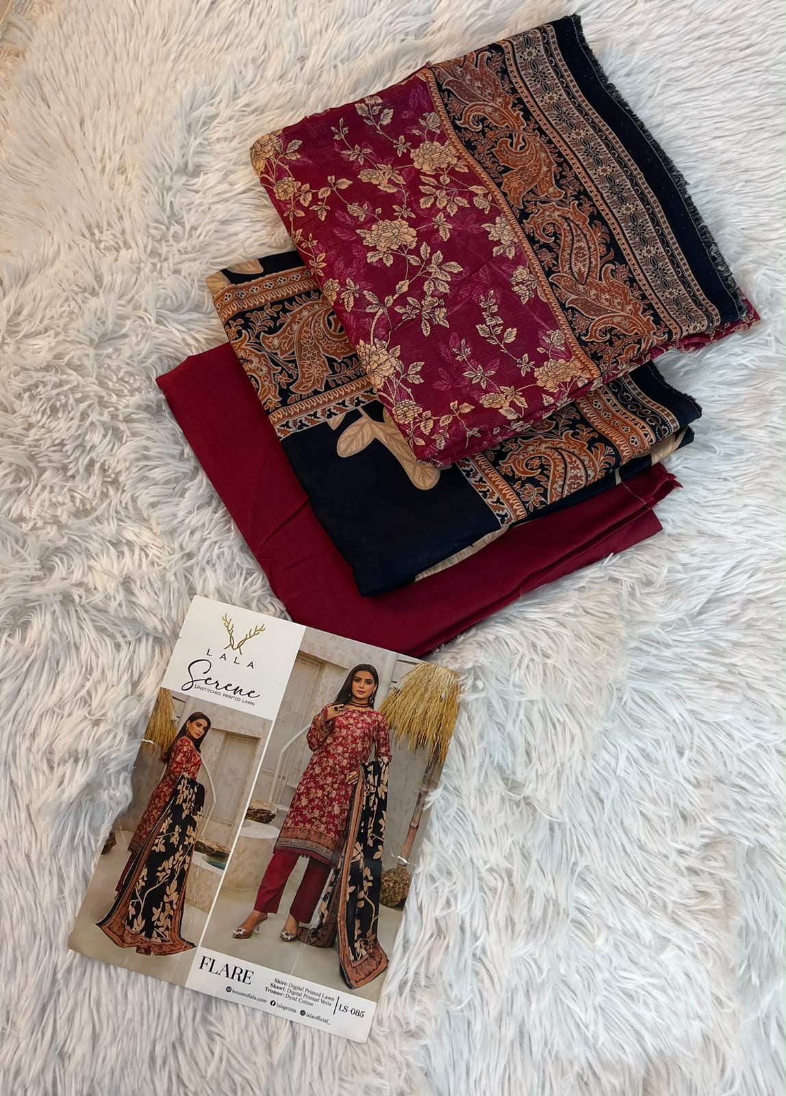 Lala Original Lawn 3-Piece Suit With Cotton Net Shirt & Lawn Dupatta 001784