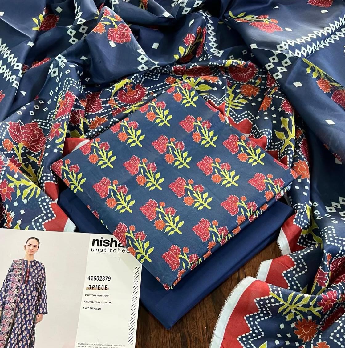 Nishat Digital Printed Lawn 3PC Unstitched Suit 001808