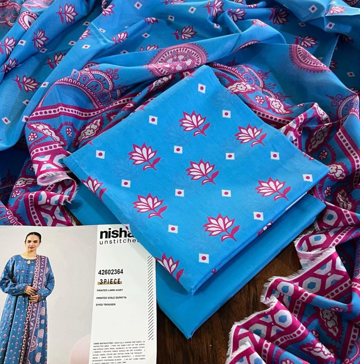 Nishat Digital Printed Lawn 3PC Unstitched Suit 001809