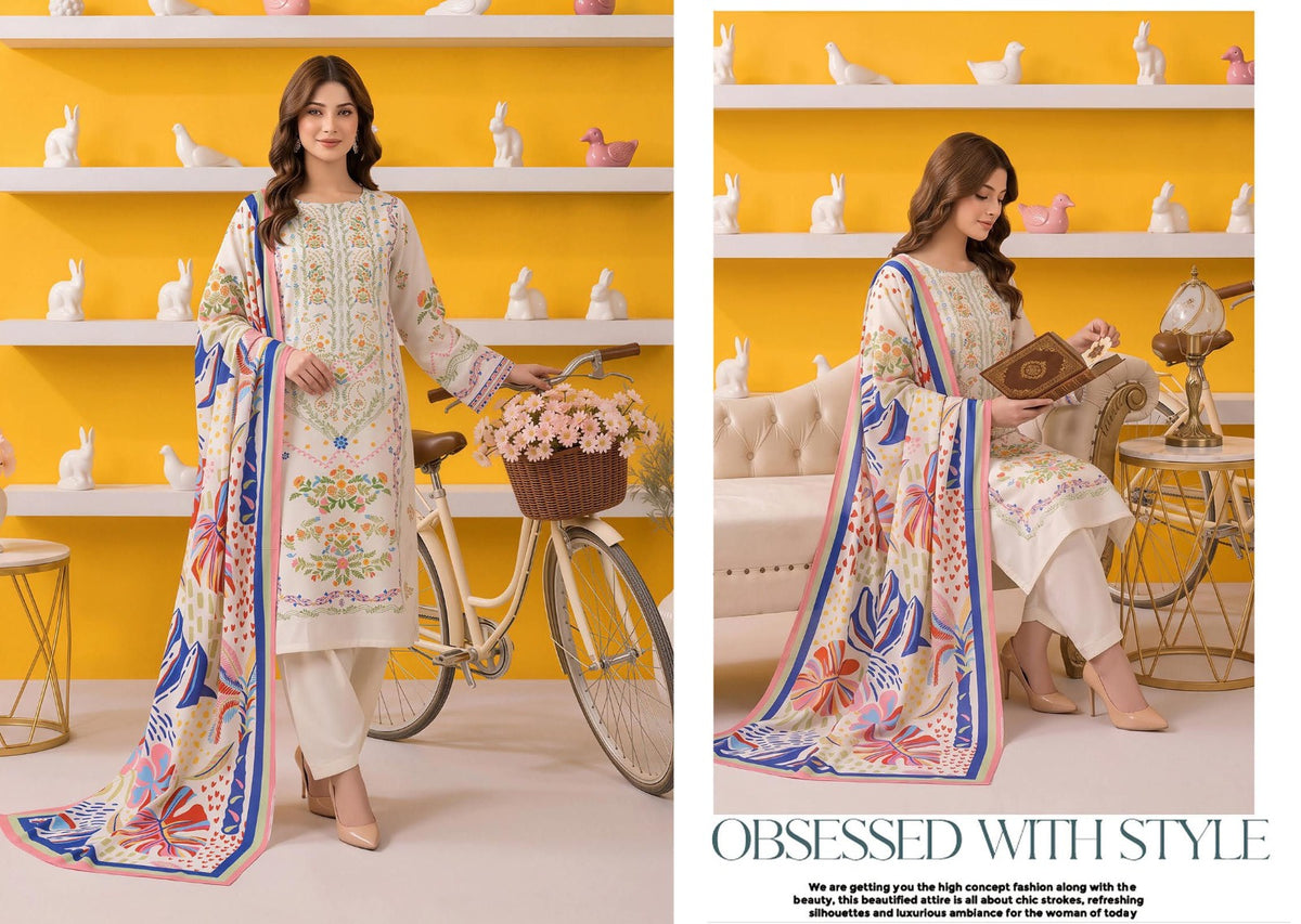 Gul-E-Sahar By Khushi Digital Printed Viscose karandi 3pcs 001969