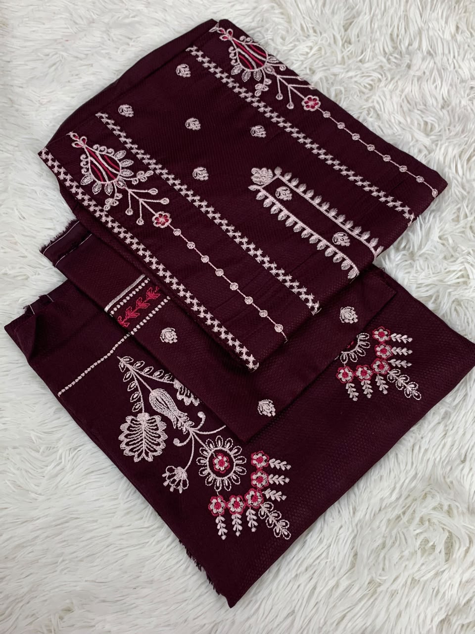 Orient Self Linen 2pcs Embroidered Shirt And Trouser 001985