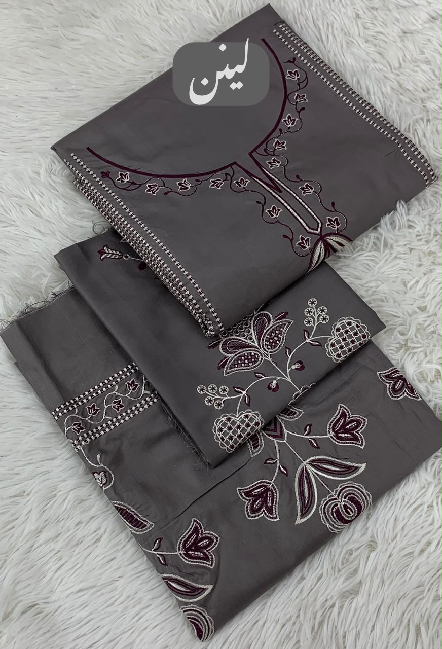 Orient Linen 2pcs Embroidered Shirt And Trouser 001983