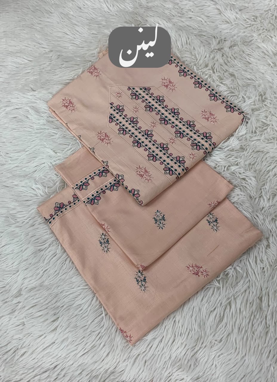 Orient Linen 2pcs Embroidered Shirt And Trouser 001982
