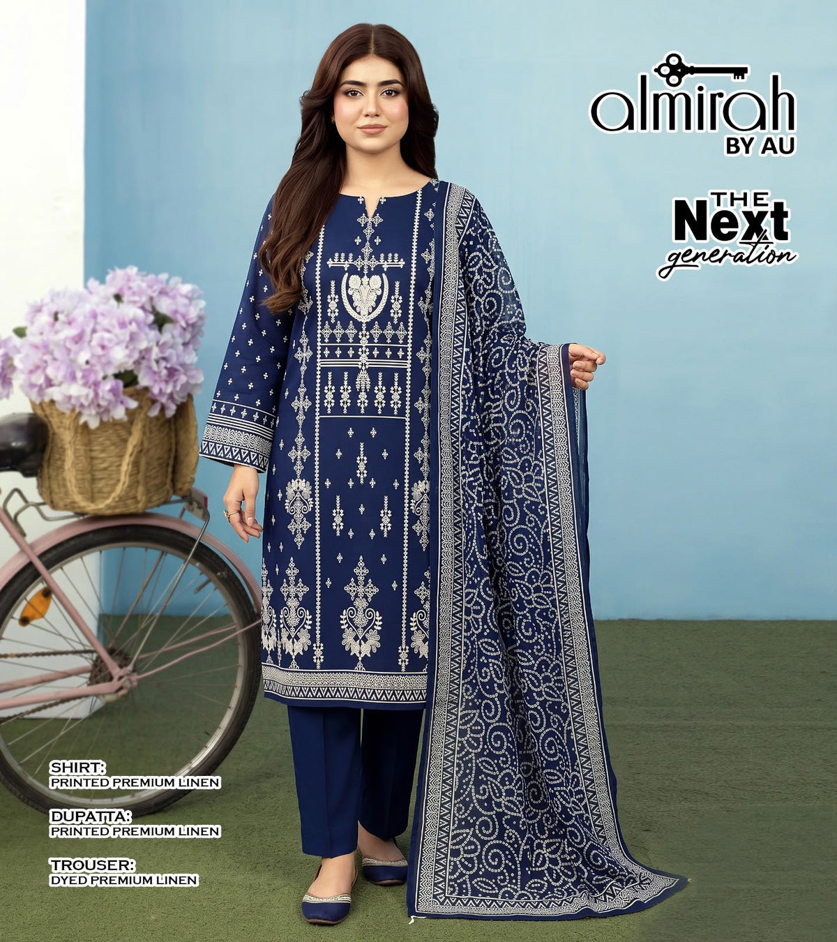 Almirah Premium Lelan 3Pcs Digital Printed Unstitched Suit 001996