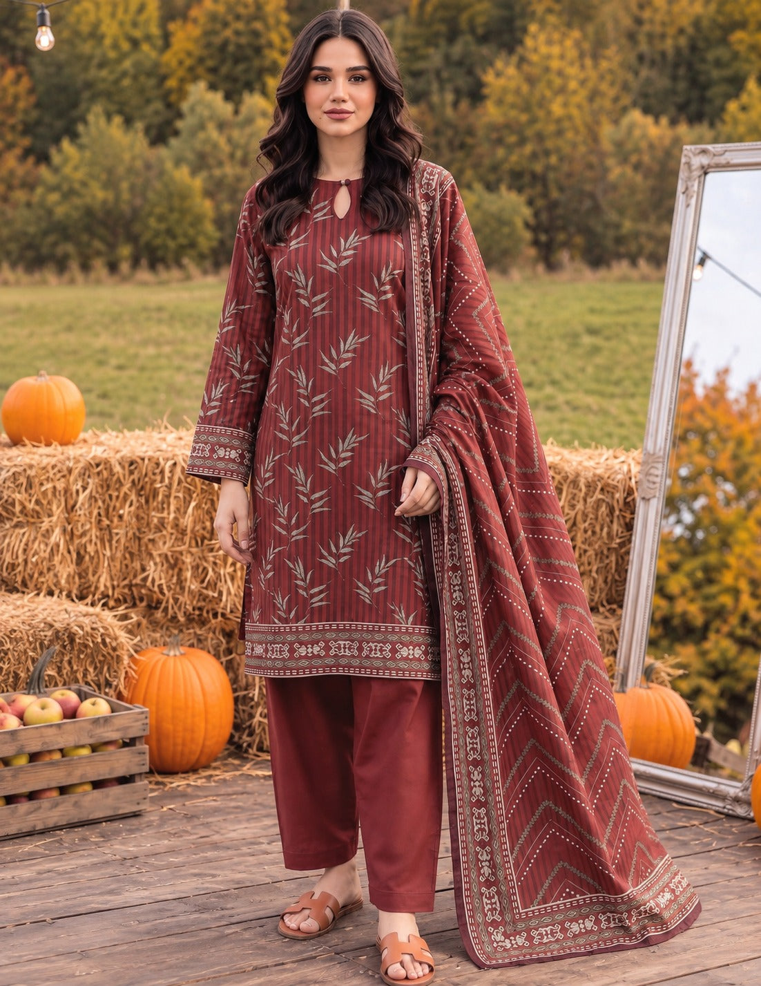 Tayyaba Noor Premium Lelan 3Pcs Digital Printed Unstitched Suit 002029