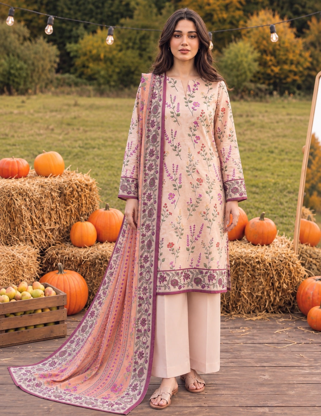 Tayyaba Noor Premium Lelan 3Pcs Digital Printed Unstitched Suit 002030