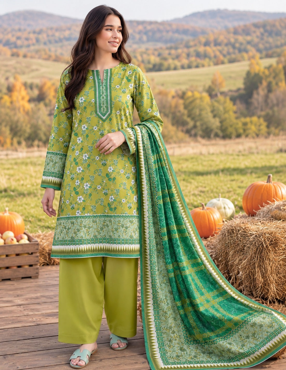 Tayyaba Noor Premium Lelan 3Pcs Digital Printed Unstitched Suit 002025