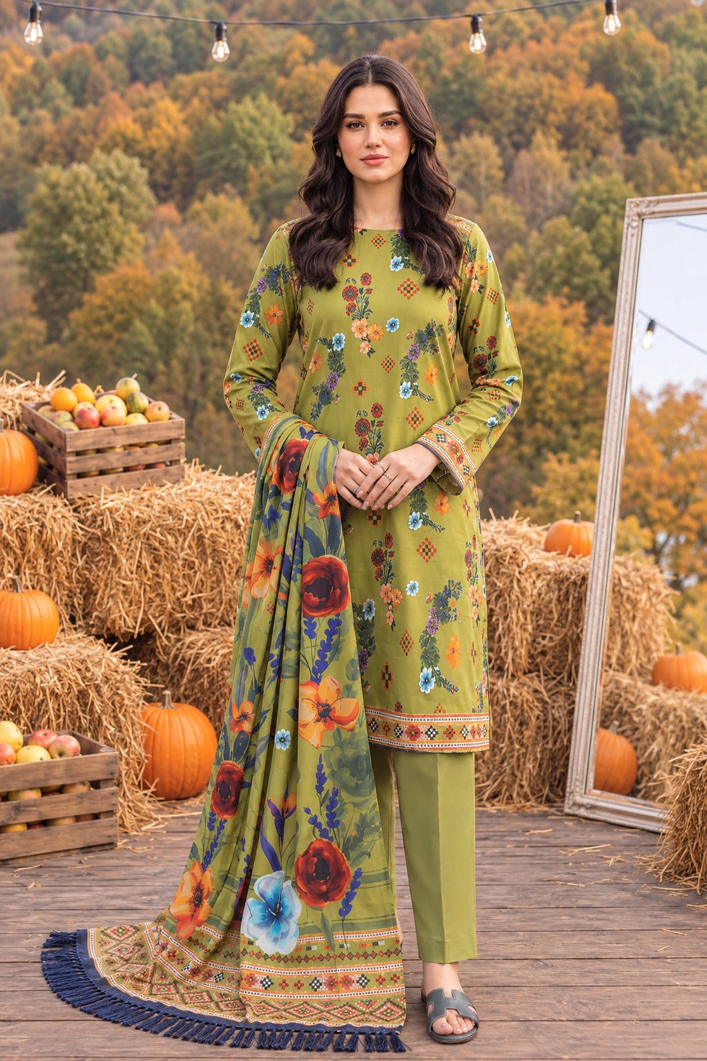 Tayyaba Noor Premium Lelan 3Pcs Digital Printed Unstitched Suit 002024