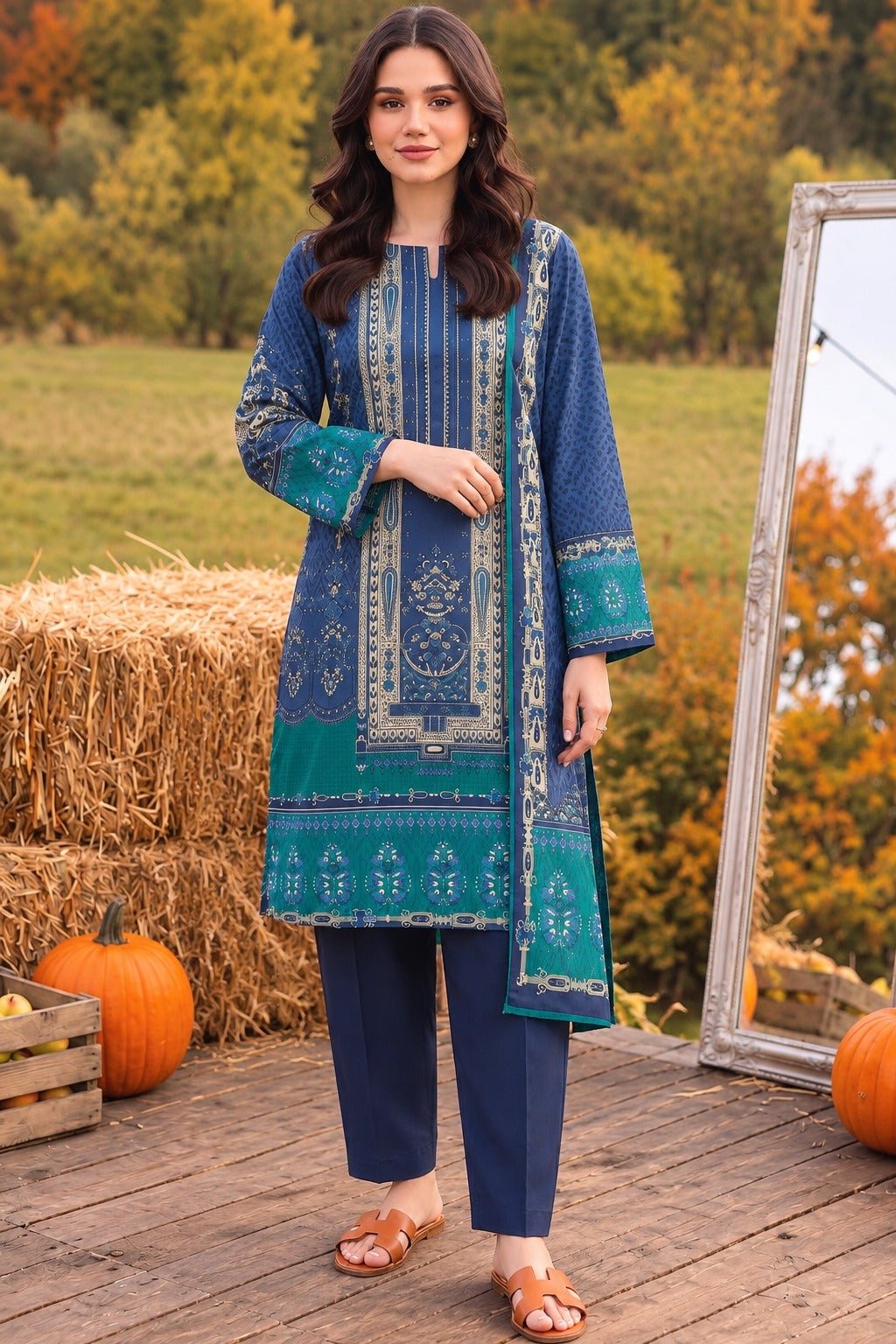 Tayyaba Noor Premium Lelan 3Pcs Digital Printed Unstitched Suit 002020