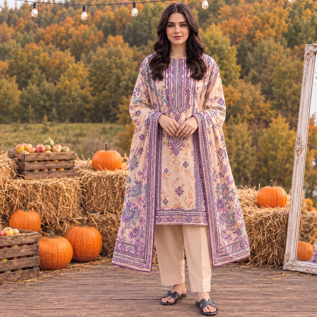 Tayyaba Noor Premium Lelan 3Pcs Digital Printed Unstitched Suit 002035