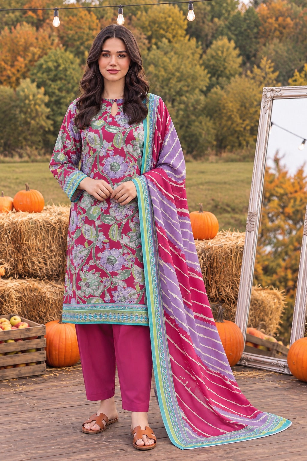 Tayyaba Noor Premium Lelan 3Pcs Digital Printed Unstitched Suit 002021