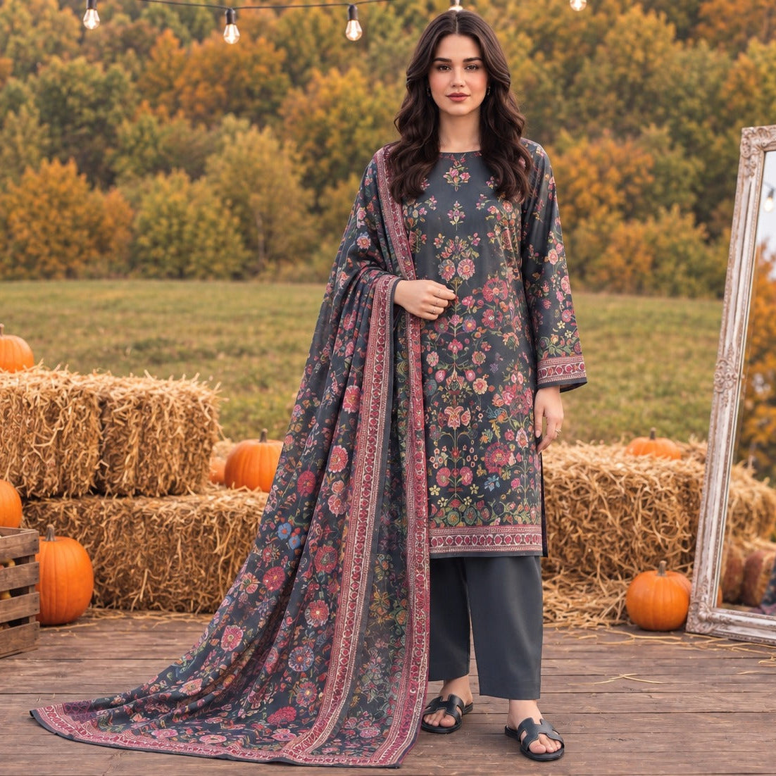 Tayyaba Noor Premium Lelan 3Pcs Digital Printed Unstitched Suit 002031