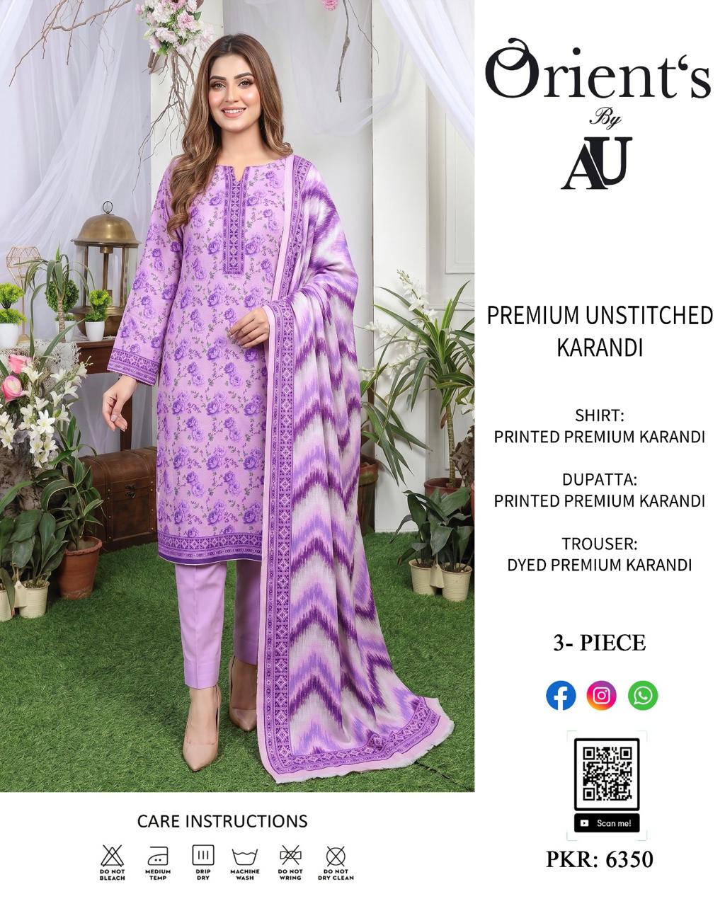 Au By Orient Premium Karandi Unstitched 3 pcs Suit 002043