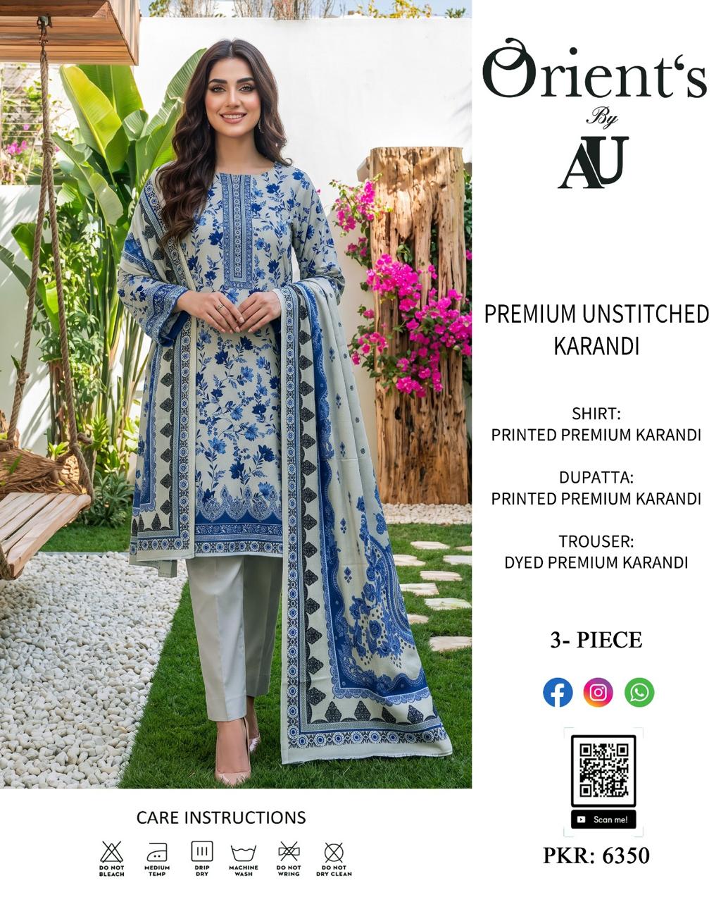 Au By Orient Premium Karandi Unstitched 3 pcs Suit 002046