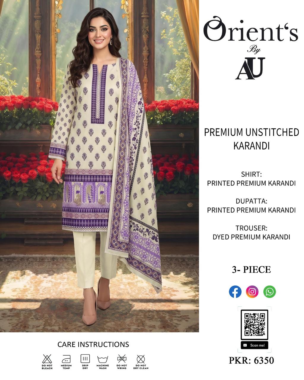 Au By Orient Premium Karandi Unstitched 3 pcs Suit 002047