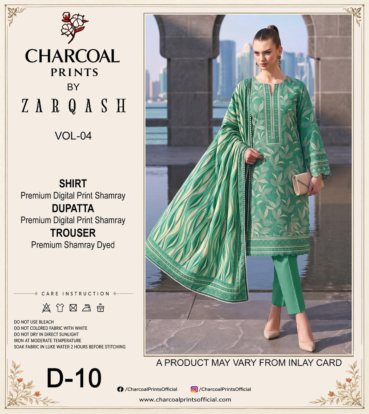 Charcoal Digital Printed Shamray 3Pcs Winter Suit 002133