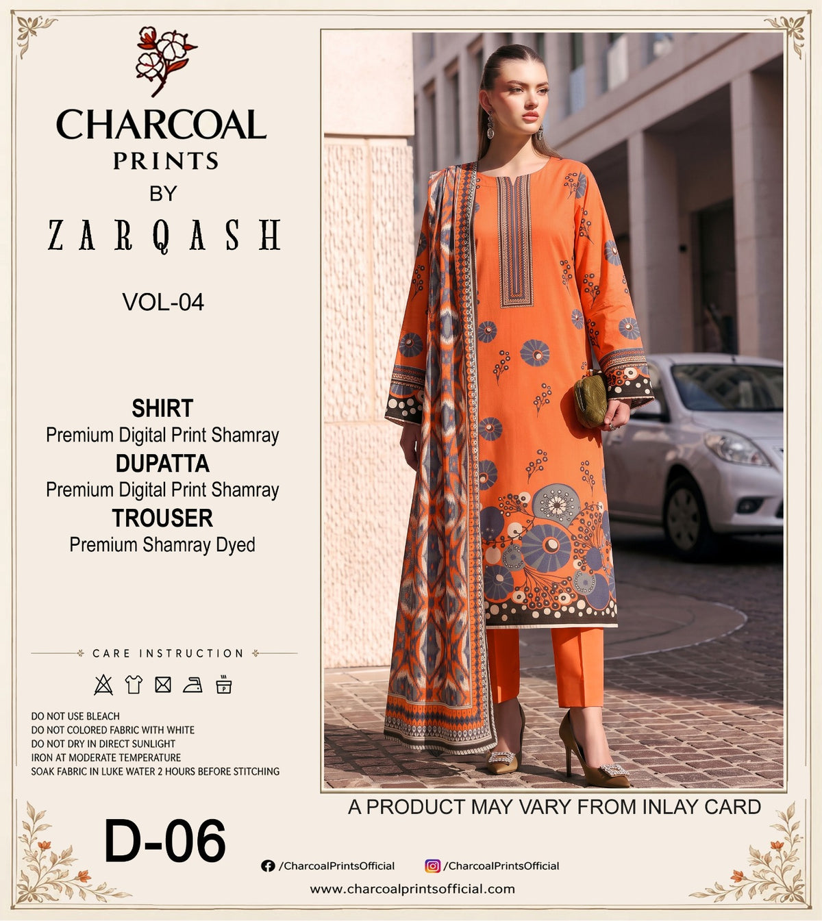 Charcoal Digital Printed Shamray 3Pcs Winter Suit 002140