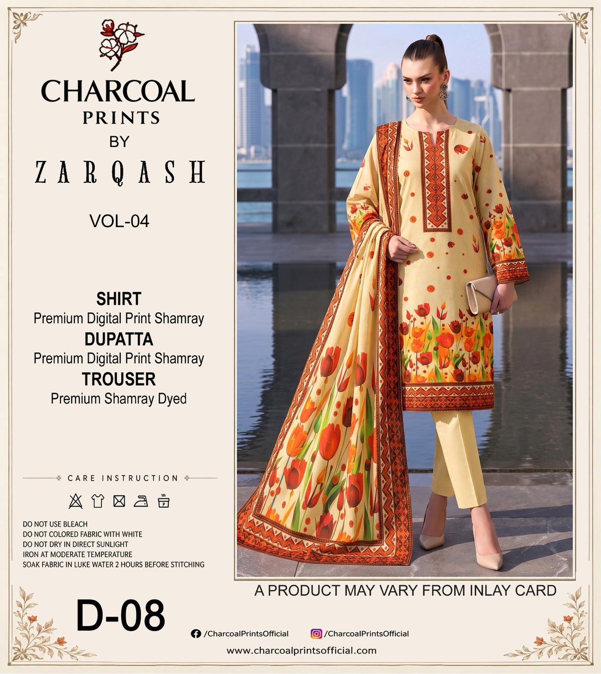 Charcoal Digital Printed Shamray 3Pcs Winter Suit 002138