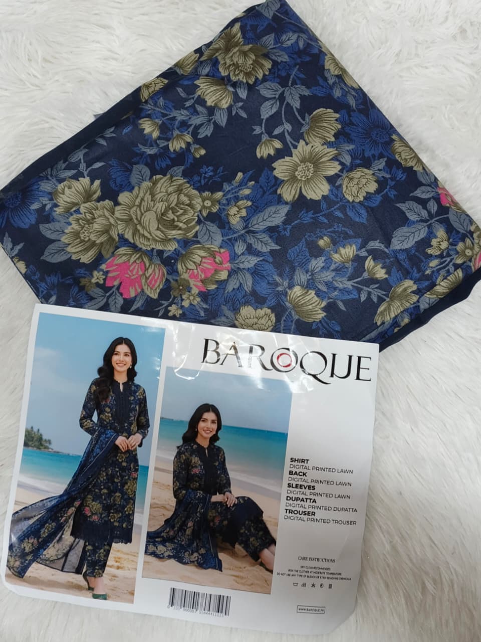 Baroque 3 Piece Unstitched Heavy Embroidered Lawn Replica Suit | UF-704