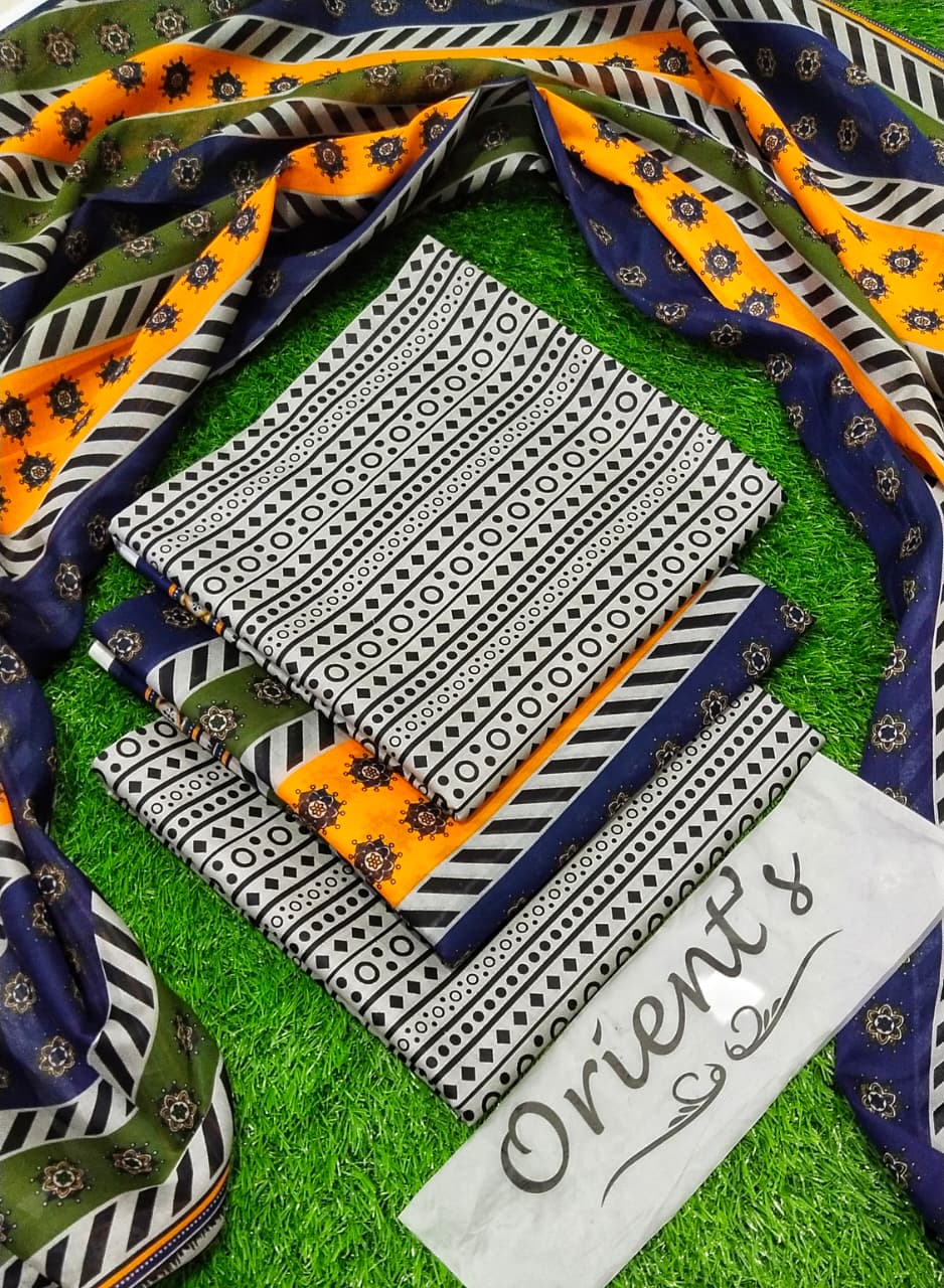Uswa Zia Outfits Hit 3Pcs Printed Shirt Trouser Dupatta 001441