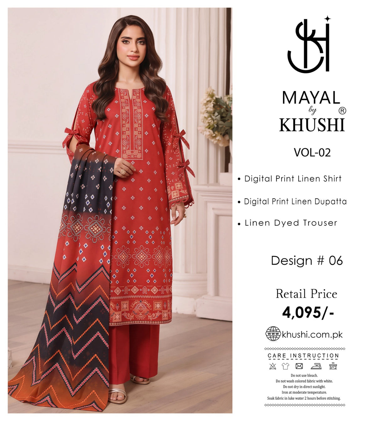 Mayal By Khushi Digital Printed Lelan 3pcs Unstitiched Suit 002060