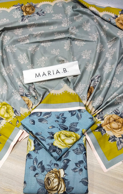 Maria B M Print Khaddar کھ ر Printed 3Pcs BQU-UF-D733-sky
