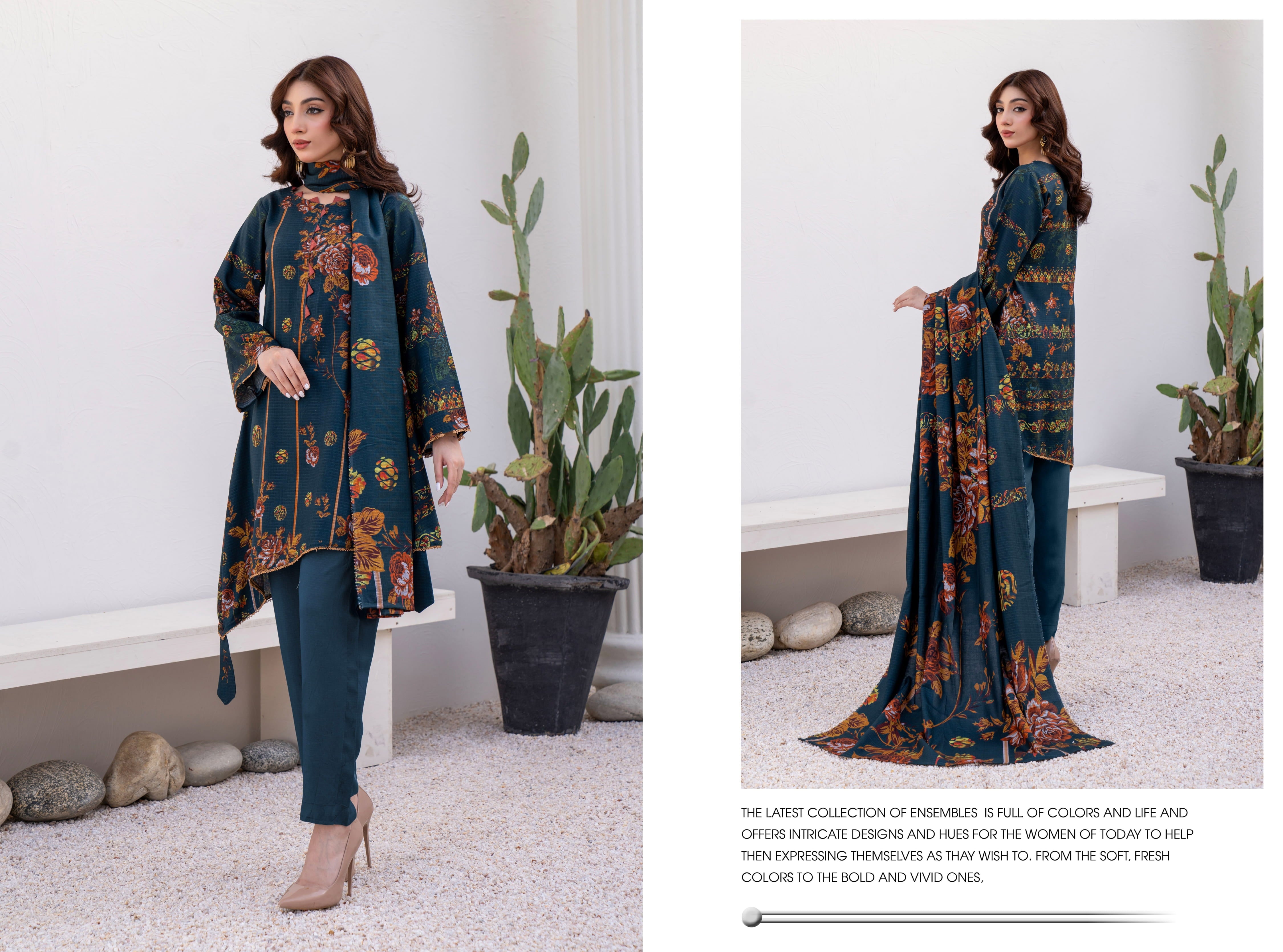 Dhanak collection 3Pcs Suit– Charocol Prints Original 000624
