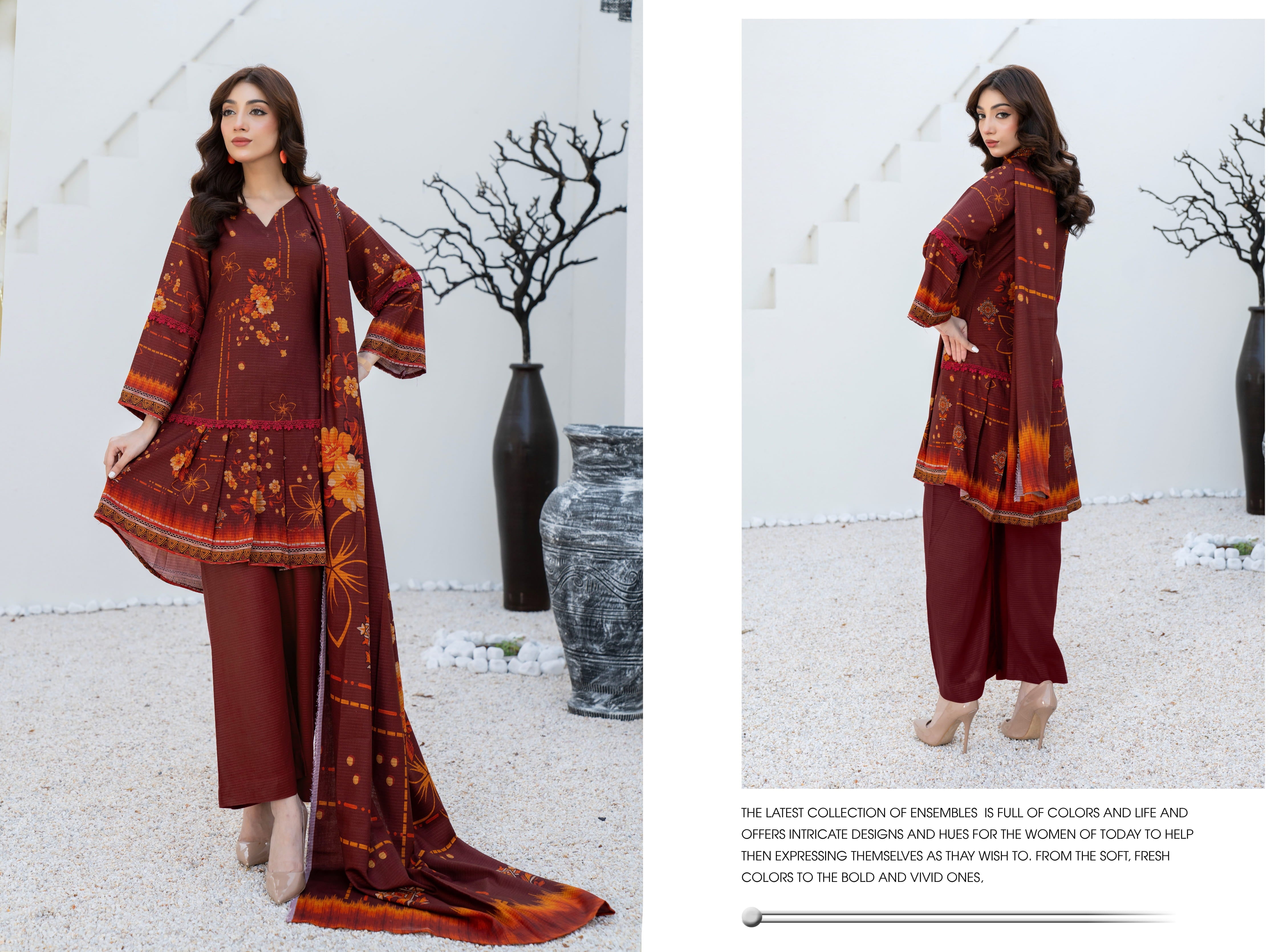 Dhanak collection 3Pcs Suit– Charocol Prints Original 000626