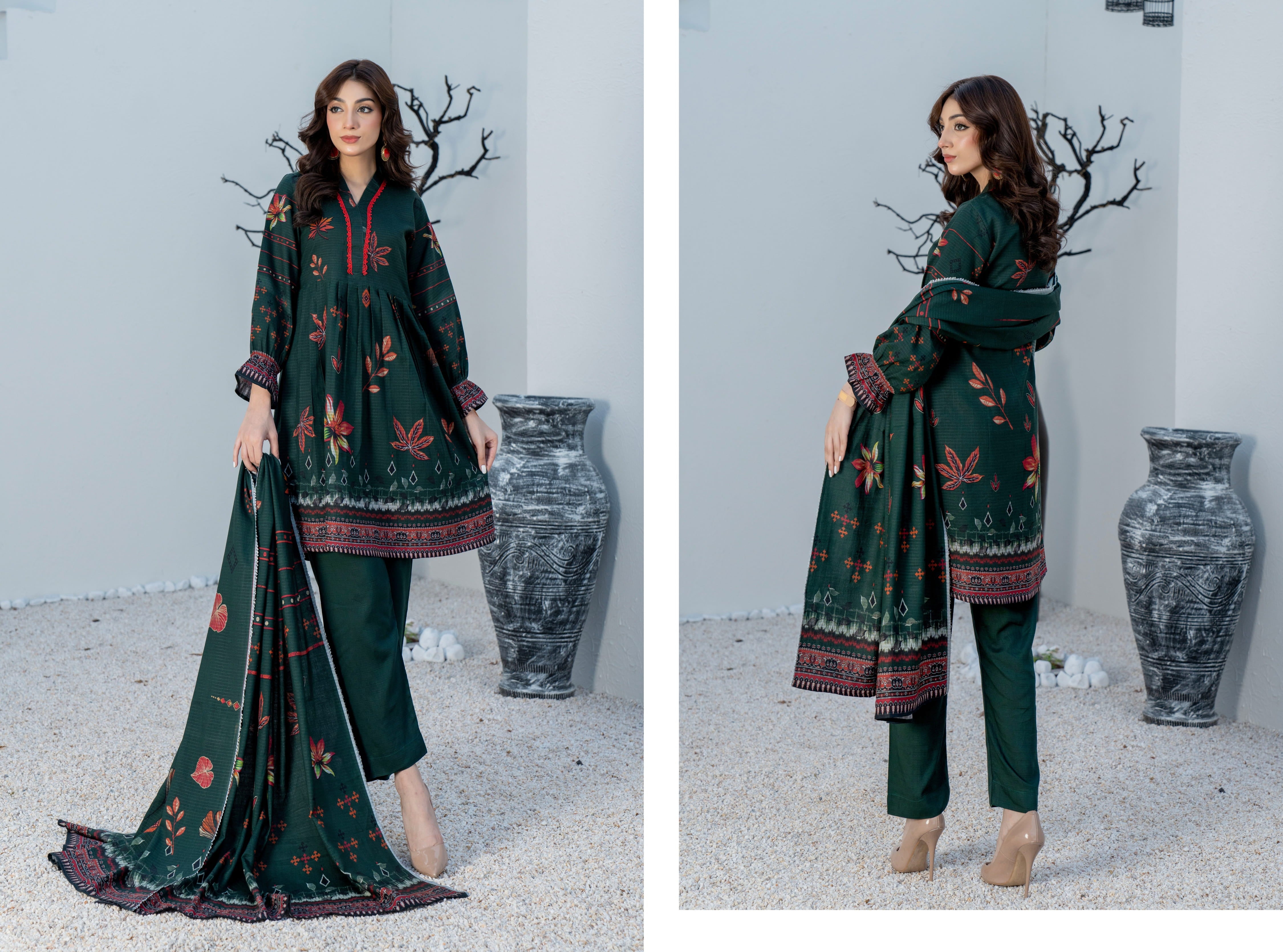 Dhanak collection 3Pcs Suit– Charocol Prints Original 000628