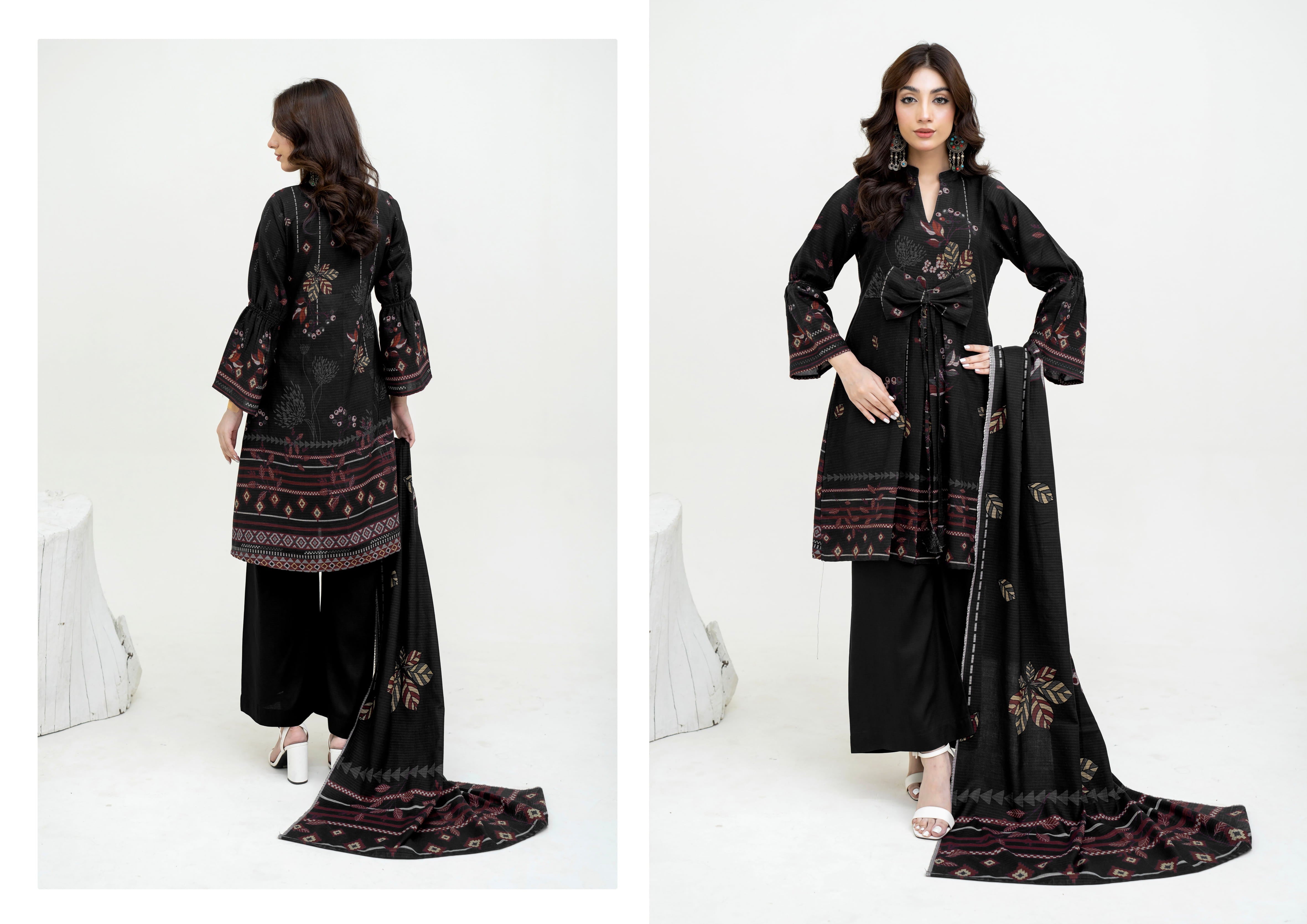 Dhanak collection 3Pcs Suit– Charocol Prints Original 000631