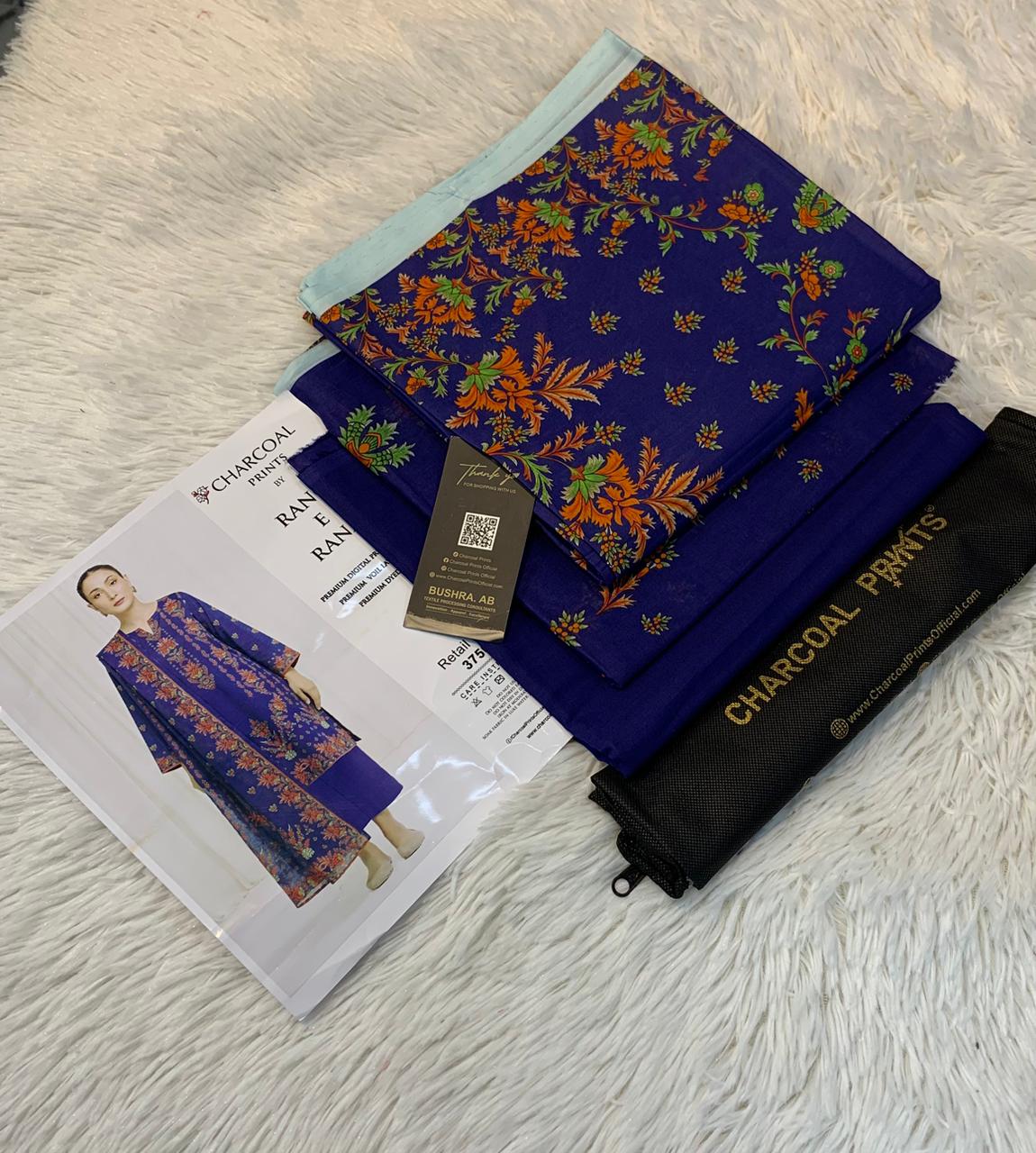 Charcoal Original Lawn 3PC Printed With Dyed Trouser 001904