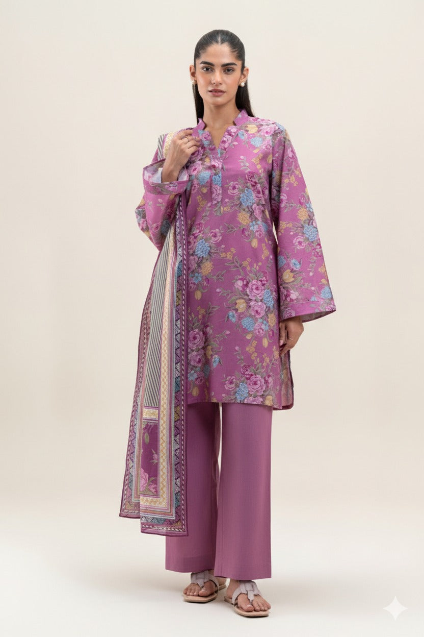 BeechTree Printed Lawn 3PC Unstitched Suit 001018