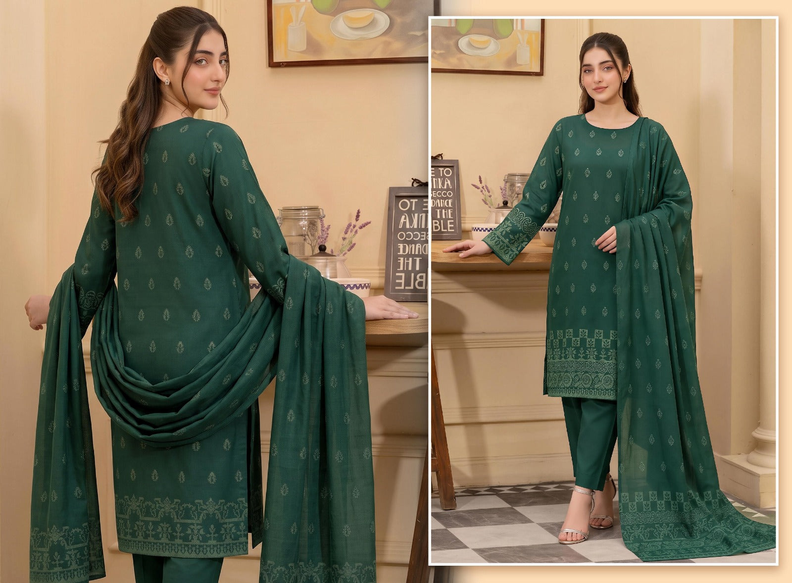 Barosha Jacquard Viscose Lelan 3pcs Suit 001918