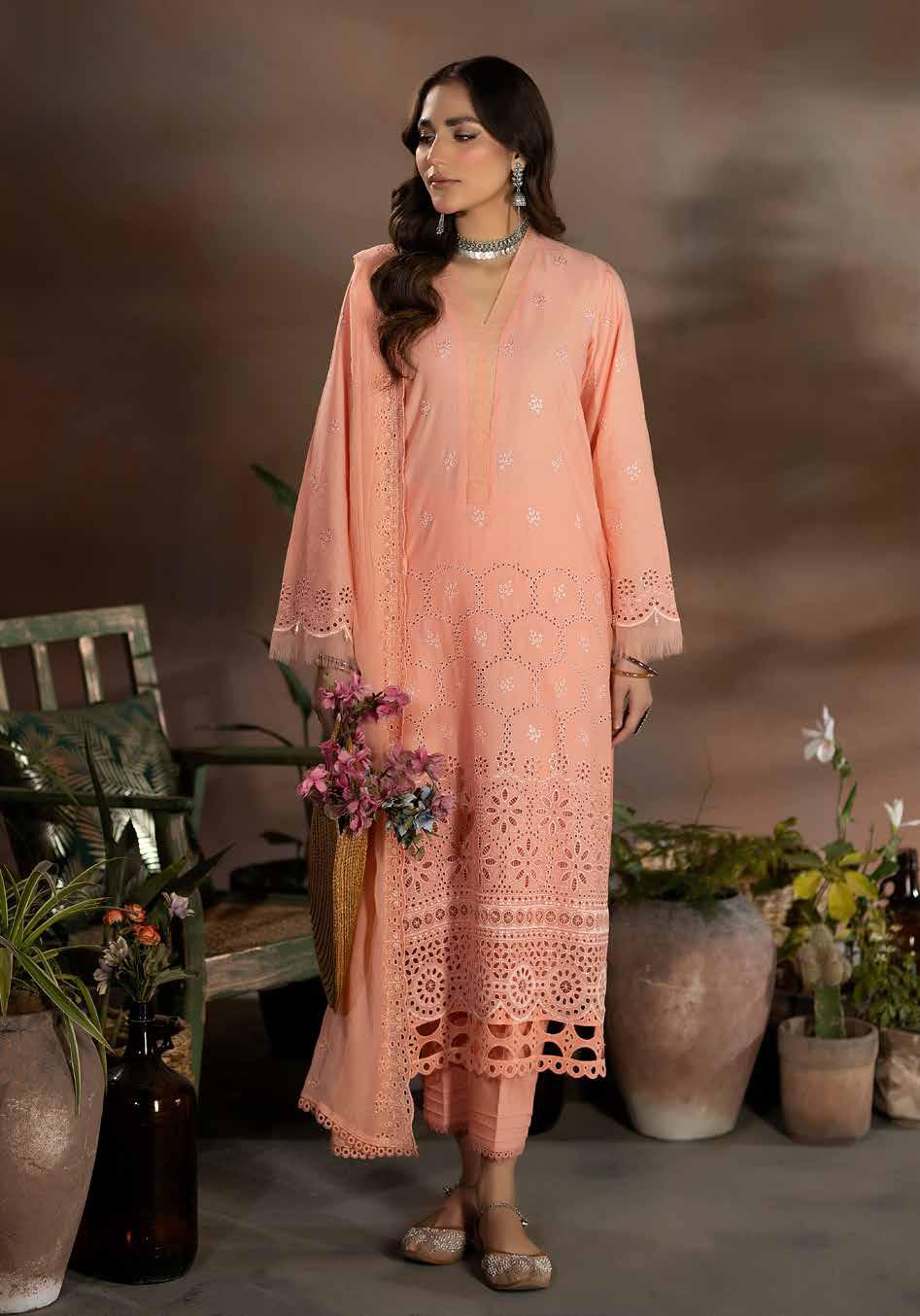 Chikankari shiffli Embroriderd lawn collection with embroidered chiffon dupatta