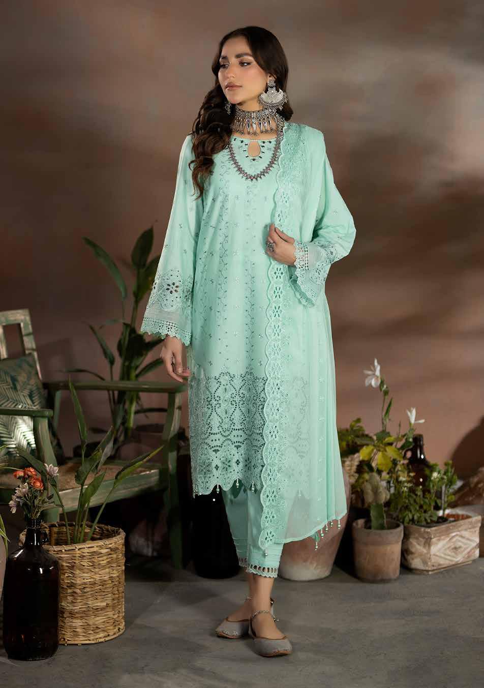 Chikankari shiffli Embroriderd lawn collection with embroidered chiffon dupatta