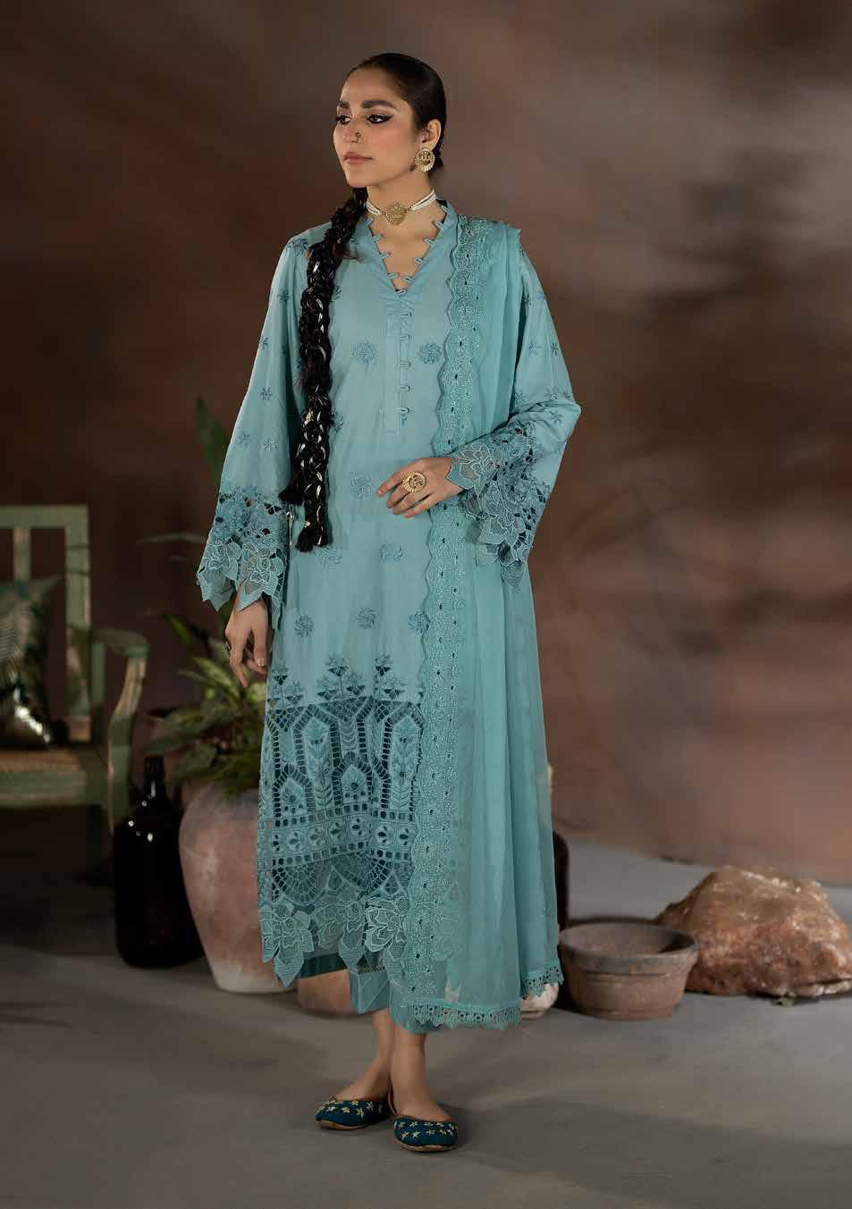 Chikankari shiffli Embroriderd lawn collection with embroidered chiffon dupatta
